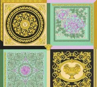 Versace Home Designer Tapete GrüN Schwarz Gold Fliesen Barock 38704-1 (9,09€/1Qm
