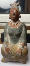 Antique Mayan Style Polychrome Clay Statuette 