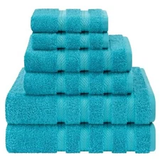  Luxury 2 Bath Towels 2 Hand Towels 2 Washcloths, 6 Piece Towel Set Aqua Blue