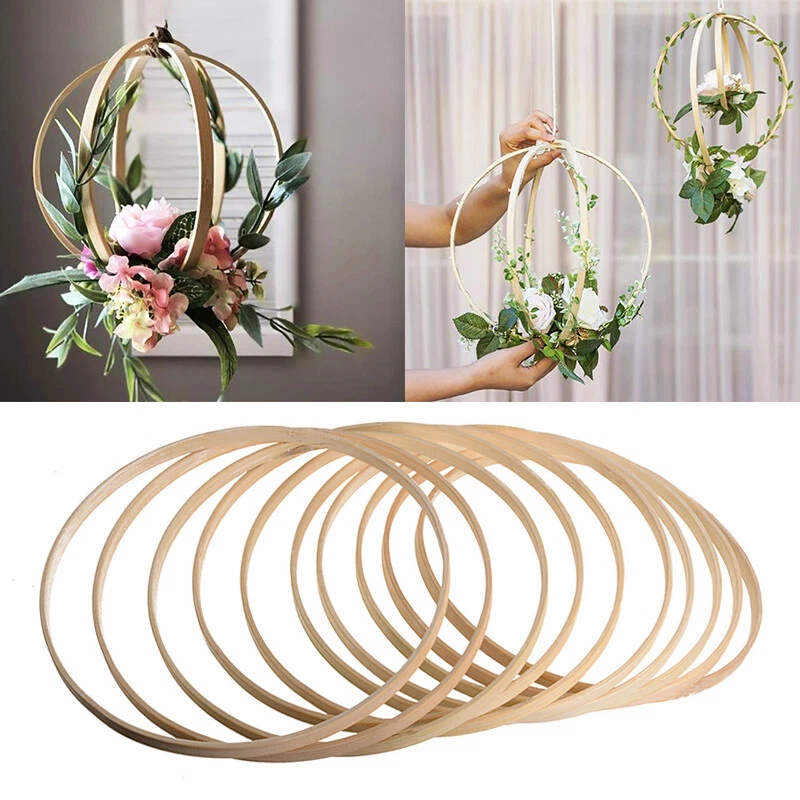 Bamboo Frame Hoop Embroidery Circle DIY Wreath Wood Cross Stitch Catcher Acces - Image 3 of 4