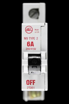 BILL 6 AMP TYP 2 M9 MCB SCHUTZSCHALTER 2T061 ROT