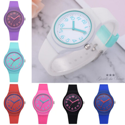 SILIKON WEISS ROT FARBEN VERFÜGBAR SCHWARZ BLAU FUCHSIA UHR RUND ro
