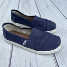 Toms Alpargata Navy Blue Canvas Slip On Size 4 Youth Girls
