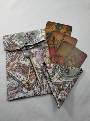 Tarot/Oracle Card Pouch Handmade Reader Advisor with Charm PLUS Crystal Pouch