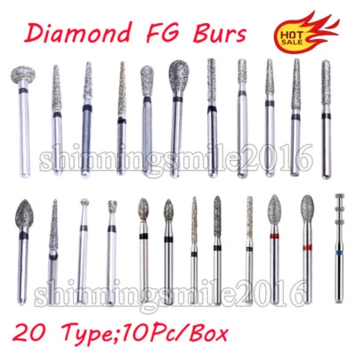 20Types AZDENT Dental Super Coarse Diamond Burs FG High Speed Polishing Polisher