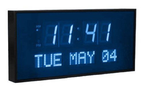 Oversized Digital Blue Led Dynamic Wall Clock Metal Calendar Date Active Living Oversized Digital Blue Led Dynamic Wall Clock