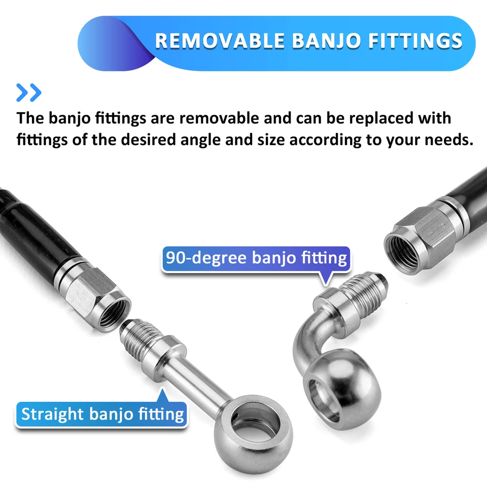 Steel Non-ABS Brake Line Kit Front +6" For Harley Sportster XLH 883 1992-2003 - Image 4 of 4