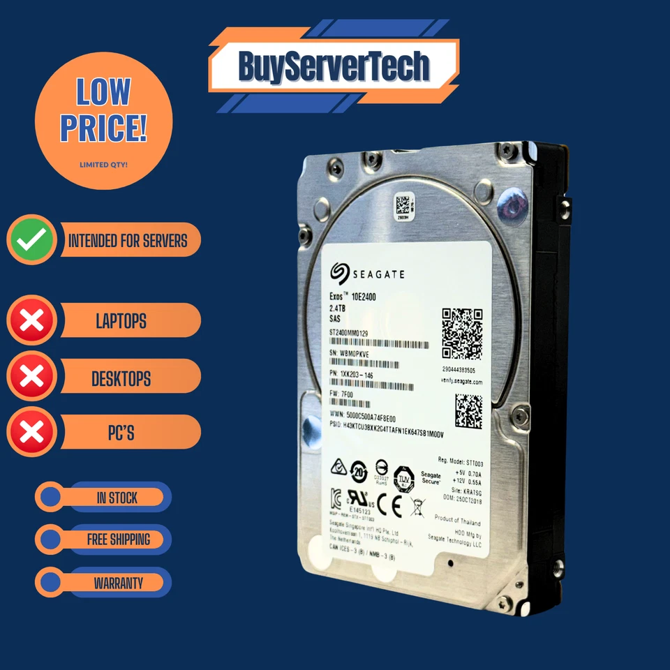 Seagate  Exos 10E2400 ST2400MM0129 2.4TB 10K 2.5" SAS 12Gb/s HDD | 256MB | 2YR - Image 3 of 4