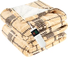 Electric Heated Blanket Throw Size 50''X60'' Soft Flannel & Sherpa Electric Blan