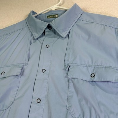 Genteal Men's Shirt 2XL Blue Fishing Hiking Short Sleeves Snap Up Vented Pockets