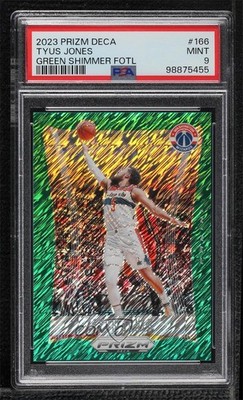 2023-24 Panini Prizm Deca FOTL Green Shimmer 9/12 Tyus Jones #166 1fl4