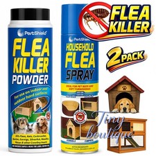 Flea Killer Spray Powder Treatment Pet Bed Carpets Home Protect Pest Control 2pk