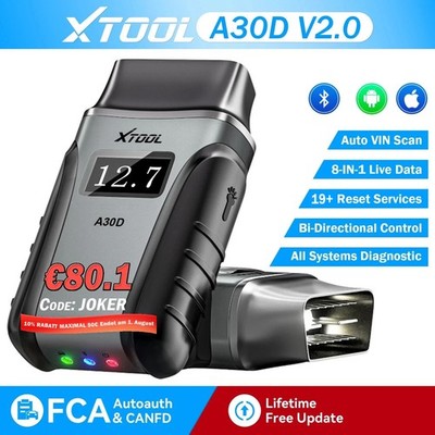 XTOOL A30D 2.0 Profi OBD2 Diagnosegerät KFZ Auslesegerät Alle Systeme Bluetooth