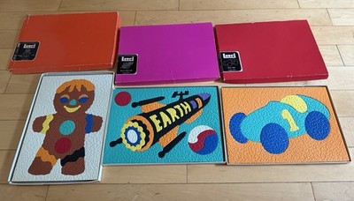 3 Vintage Lauri Crepe Foam Puzzles: Space Ship 2156, Racer 2803, Cookie Kid 2157