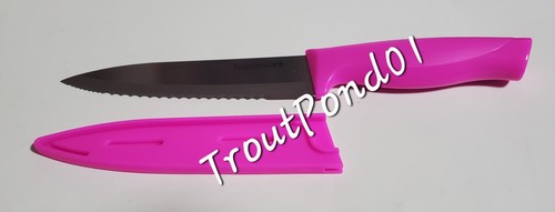 Tupperware Chef Series Utility Knife Sheath 6 In Serrated Blade Neon Pink Cover - Picture 4 of 5