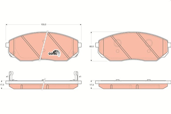 Neu - Trw GDB3343 Bremsbelagsatz, Scheibenbremse FüR Kia-image