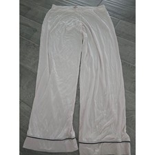 Eberjey Gisele Pajama Pants Light Pink Wide Leg Tencel Modal Black Piping Large