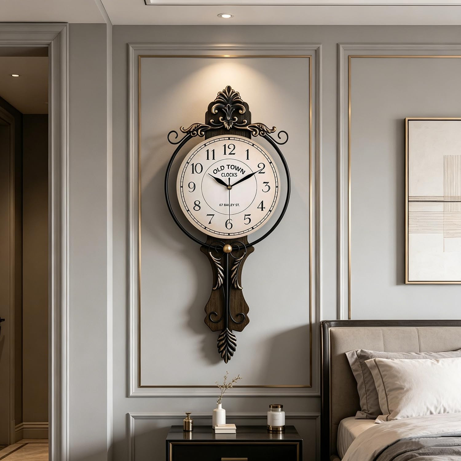 Vintage Modern Wall Clock with Silent Quartz Movement - 26.8 * 12.4" Large Decor