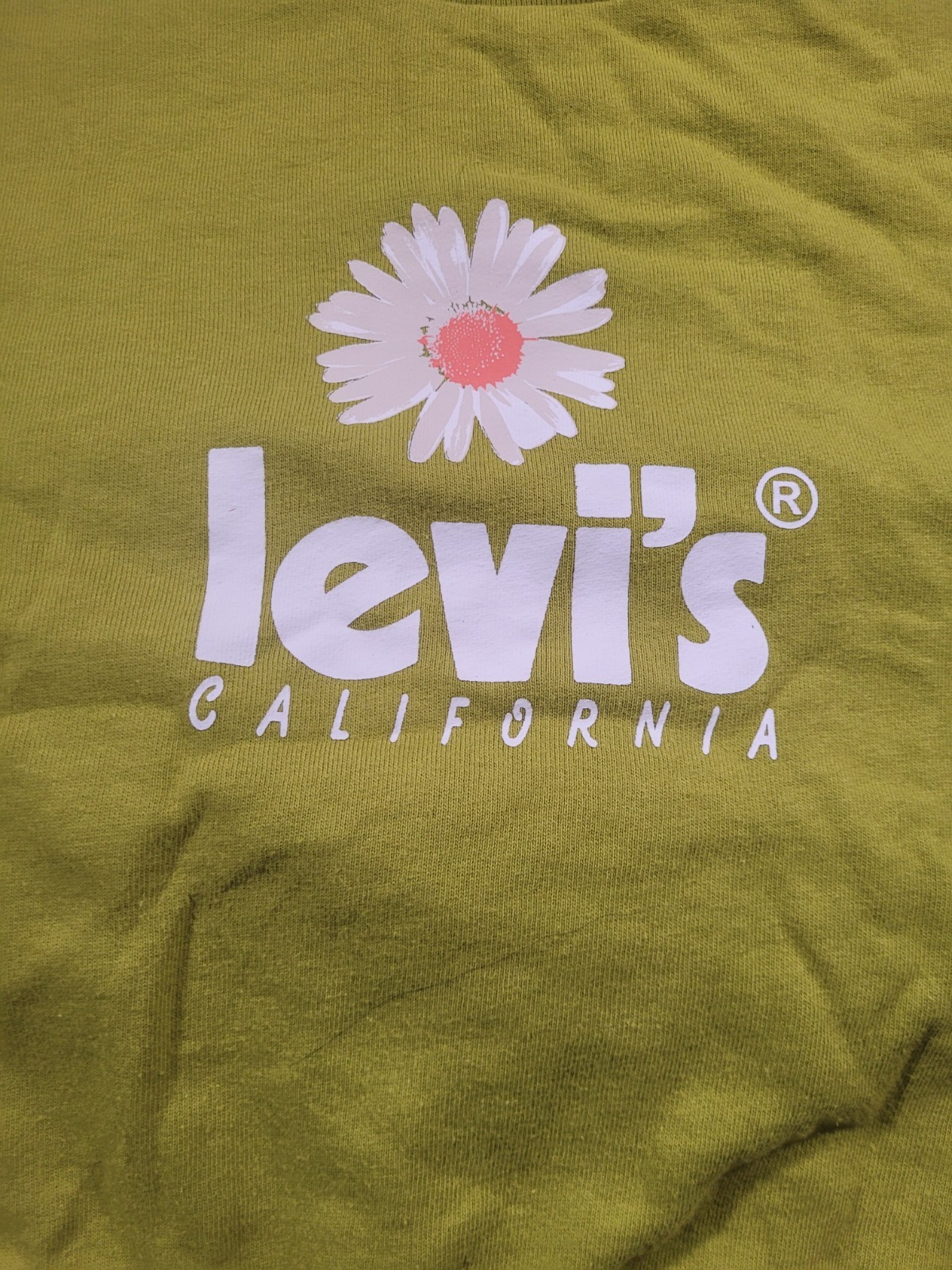 Junior’s Levi’s Green w/ Pink Flower Cropped Crewneck Sweatshirt SZ XS OVERSIZED image 3