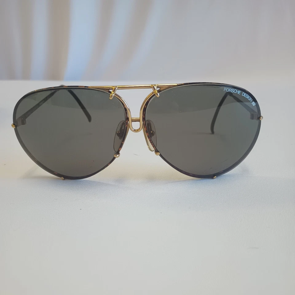 Vintage Porsche Carrera 5621 Tortoise and Gold Frame with Black Lenses in Case - Image 2 of 4