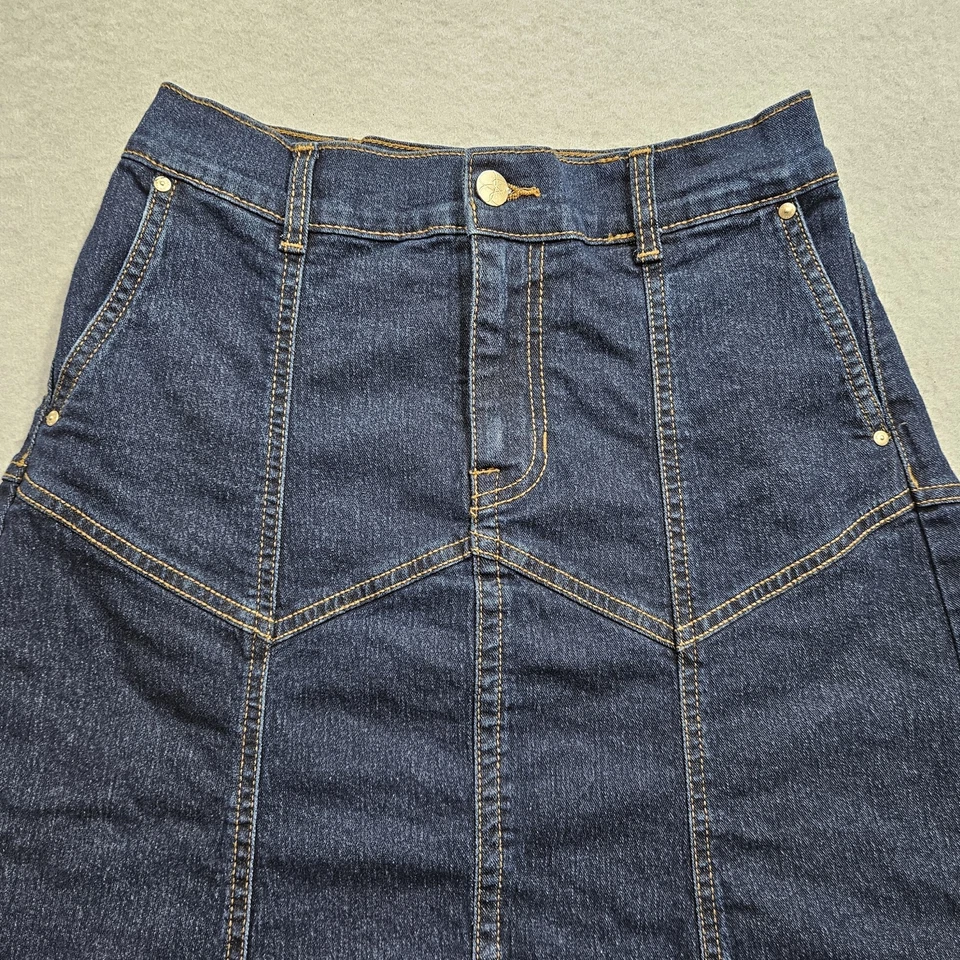 Женская юбка вестерн Jessica Simpson 4/27 синяя темная вареная панель пилообразный зуб трапециевидная - Изображение 3 из 4