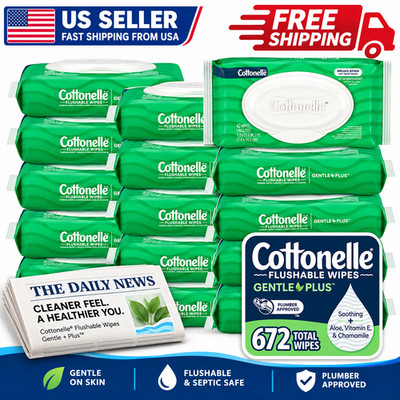 Cottonelle GentlePlus Flushable Wet Wipes with Aloe & Vitamin E, 16 Flip-Top Pac