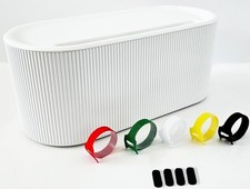 Large Cable Management Box with 5 Multicolored Ties and 4 white