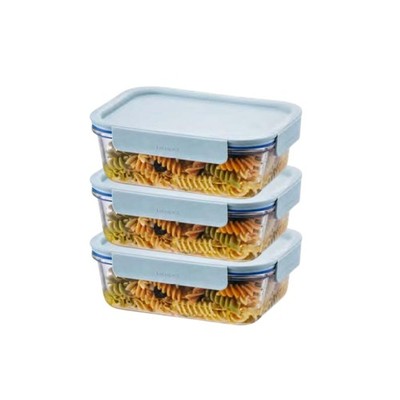 LNG445S3M The Clear Borosilicate Glass Food Storage Containers with Lids, 6-P...