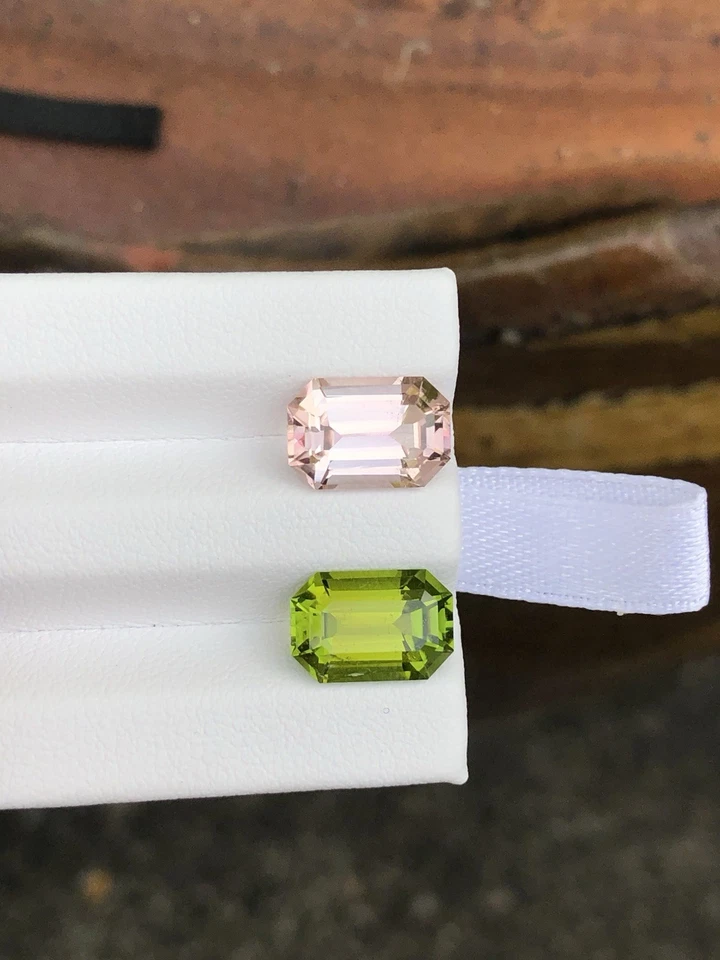 6.39 Crt / Natural Tourmaline Reverse Pair For New Design Earrings. Pink & Green - Image 2 of 4
