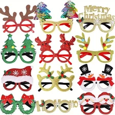 12-Pack Christmas Party Glasses - Festive Holiday Themed Eyewear For Xmas Events