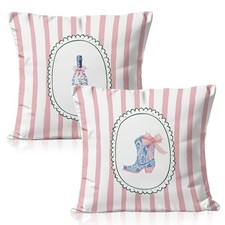 Coquette Pink Bow Blue Chinoiserie Cowgirl Boot Champagne Decorative 14color