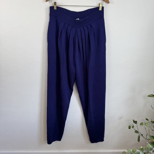 Kansai Yamamoto, Kansai Yamamoto KBS Royal Blue Wool Sweater Pants Large Pleat Tapered Vtg 90s