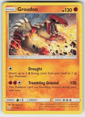 Groudon 113/236 Sun & Moon Cosmic Eclipse Rare