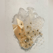 Birdcage veil lace feather fascinator hair accessory Bridal dance formal flapper