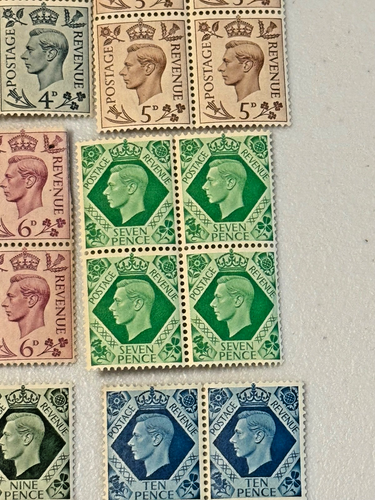 (52) GREAT BRITAIN REVENUE STAMPS (MNH) | KING GEORGE VI | (13) BLOCKS OF (4) - Picture 5 of 19