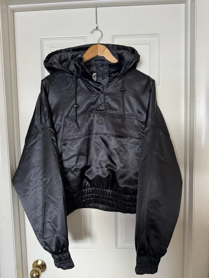 Nike Women’s XL Sportswear Circa 96 Anorak Hooded Jacket Black DV8082-010 NEW - Image 2 of 4