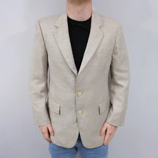 Vintage 70s 80s Christian Dior Paris x Hart Schaffner & Marx Beige Wool Blazer