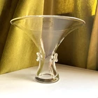 Vintage MCM Steuben Vase Thumbprint Bouquet Trumpet Handblown Signed Art Glass