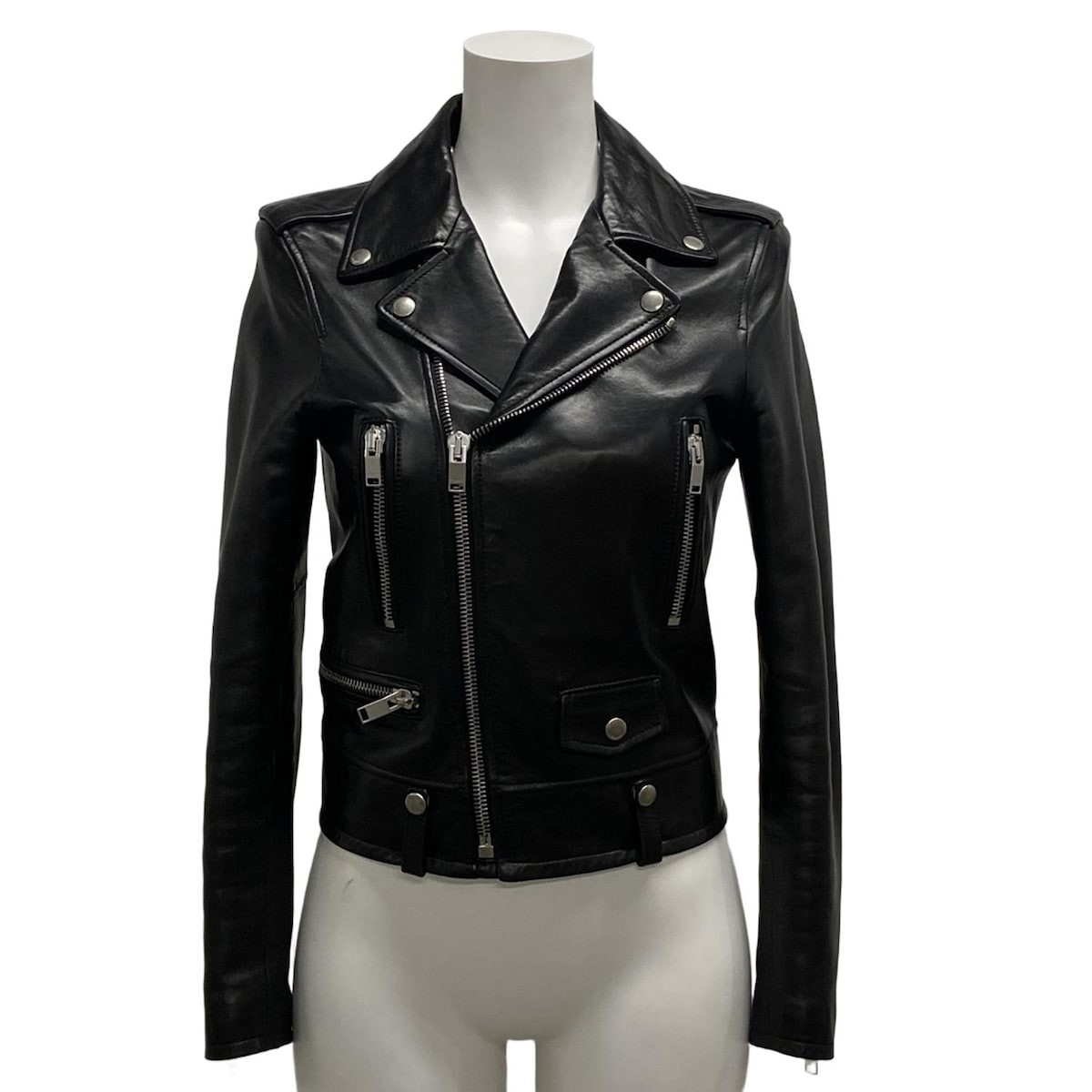 Saint Laurent Paris Giacca Rider Pelle Primavera Autunno Nero