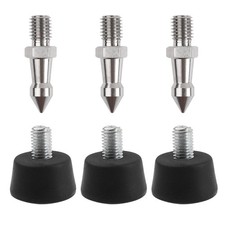 2 Sets Universal AntiSlip Tripod Foot Stainless Steel Spike Rubber 3/8 Inch