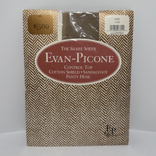 Vtg Evan Picone Silkee Sheer Pantyhose Sz Long Bone Control Top Sandalfoot