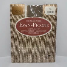 Vtg Evan Picone Silkee Sheer Pantyhose Sz Long Bone Control Top Sandalfoot