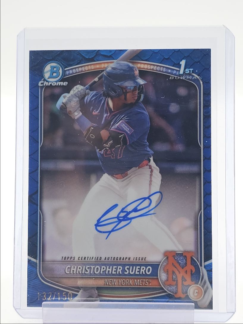 CHRISTOPHER SUERO 2025 BOWMAN CHROME 1ST BLUE REPTILIAN AUTO /150 Q6972
