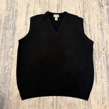 VTG L.L. Bean Sweater 100 Lambswool Vest Mens XL Charcoal Made in Scotland