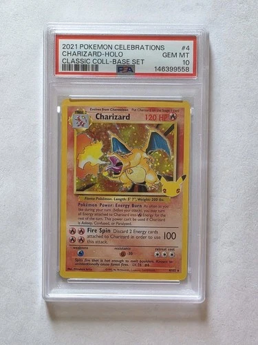 PSA 10 Charizard Celebrations Classic 4/102 Holo Base Set Pokemon Card 2021