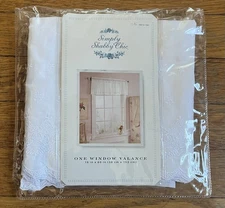NWT Simply Shabby Chic 1 Window Valance 15 x 60" White Scalloped Edge Ebroidered