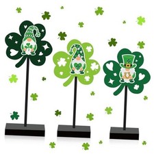 St Patricks Day Decorations,Shamrock Gnome Wooden Sign for St Patricks Green