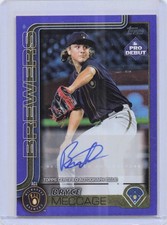2025 Topps Pro Debut-Base Autograph Purple Foil #PD-38-Bryce Meccage, SN 161/299