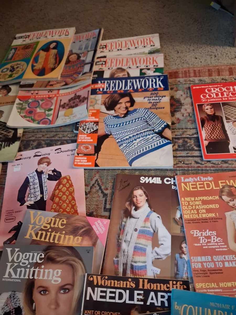 Lote De Colección De 52 Centros de Mesa Artesanía Tejer Crochet Británico Años 60-70 Lote Revista