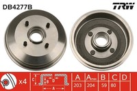 2X TRW Bremstrommel DB4277B FüR Ford GAL AAL AFL ANL ABL Escort Fiesta 6 Turnier